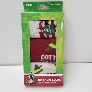 New Elf The Movie Buddy Sayings 3 Pairs No Show Ankle Socks Women Shoe Size 4-10